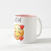 Ava Personalized Mug with Hearts Emoji ツートーンマグカップ (正面右)