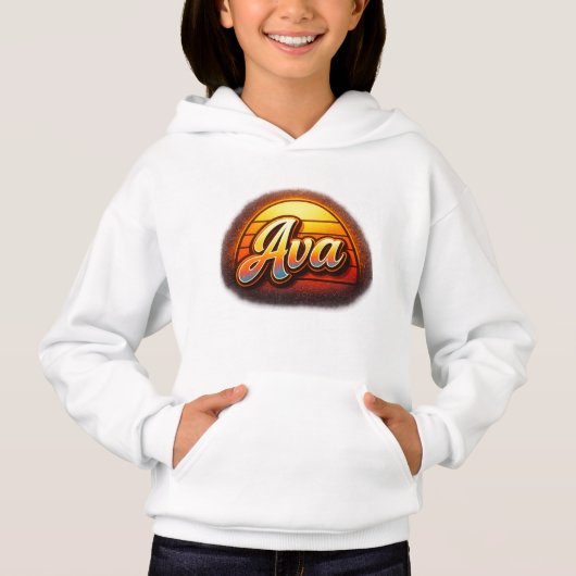 Ava Retro Sunset Personalized Name Design Vintage (正面)