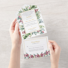 Ava Winter Catholic結婚式招待状とRSVP オールインワン招待状