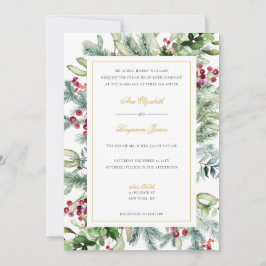 Ava Winter Greenery結婚式招待状とRSVP 招待状