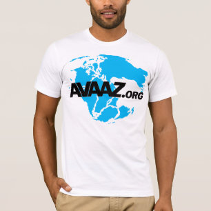 Avaaz.orgのPangeaの黒いロゴおよび前部 Tシャツ