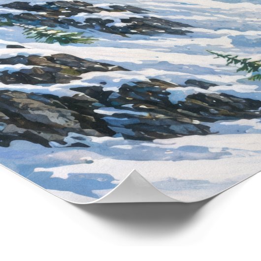 Avalanche Mountain Snow Scene ポスター (角)