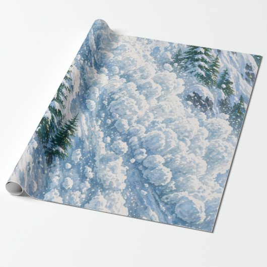 Avalanche Mountain Snow Scene ラッピングペーパー (アンロールド)