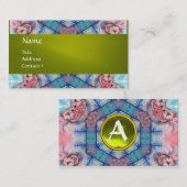 AVALONサイケデリックモノグラム、ピンク紫色の黄色 名刺 (正面/裏面)