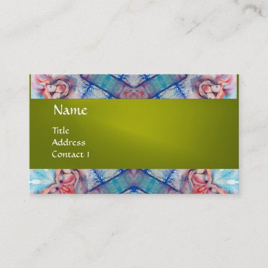 AVALONサイケデリックモノグラム、ピンク紫色の黄色 名刺 (正面)