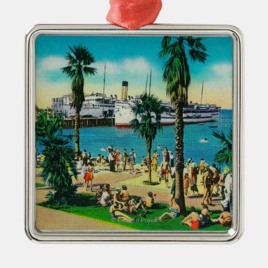 AvalonCatalinaの島のビーチに沿って、カリフォルニア メタルオーナメント (正面)
