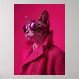 Avant-Garde Cat Calico Fashion Portrait ポスター