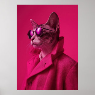 Avant-Garde Cat Calico Fashion Portrait ポスター