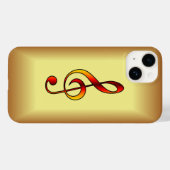 Avant Garde、Red、金ゴールドGクレフ、 音符記号の金ゴールド背景 Case-Mate iPhoneケース (裏面 (横))