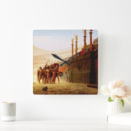 Ave Caesar by Jean-Leon Gerome スクエア壁時計 (ホーム)