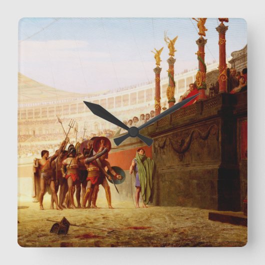 Ave Caesar by Jean-Leon Gerome スクエア壁時計 (正面)
