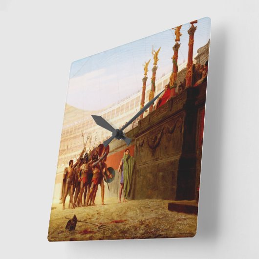 Ave Caesar by Jean-Leon Gerome スクエア壁時計 (傾斜)