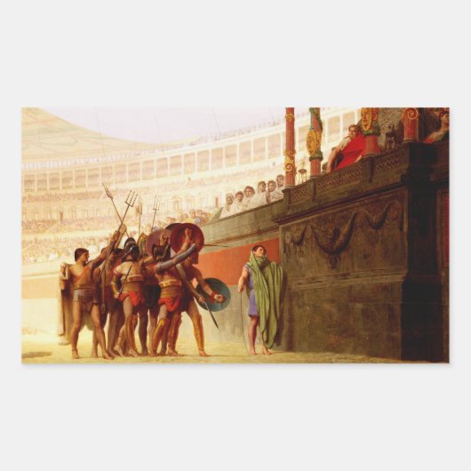 Ave Caesar by Jean-Leon Gerome 長方形シール (正面)