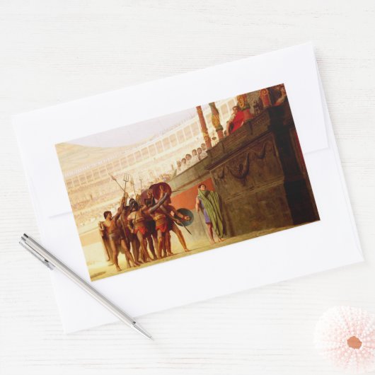 Ave Caesar by Jean-Leon Gerome 長方形シール (封筒)