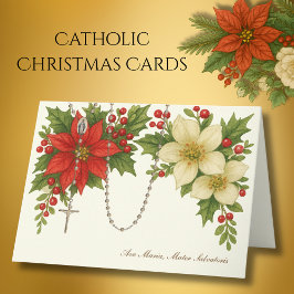 Ave Maria Christmas Blessing with Rosary Florals シーズンカード