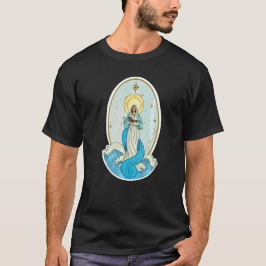 Ave Maris Stella 聖母 マリア ラテン語 カトリック Tシャツ (正面)