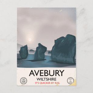 Avebbury, Wiltshire Stone circle vintage travel. ポストカード