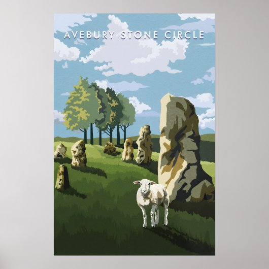 Avebury Stone Circle Wiltshire Travel Poster ポスター (正面)
