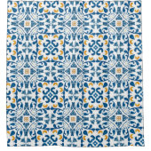 Aveiro Symphony Elegant Portuguese Blue and Gold シャワーカーテン (正面)