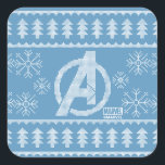 Avengers Classics | Avengers Holiday Knit Graphic スクエアシール<br><div class="desc">Check out this fun Avengers logo holiday graphic in the style of a knit sweater! | For non-commercial personal use only.</div>