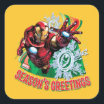 Avengers Classics | Iron Man Season's Greetings スクエアシール<br><div class="desc">Check out Iron Man flying into the holidays with "Season's Greetings" for everyone! | For non-commercial personal use only.</div>