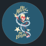 Avengers Seasonal | Captain Marvel "Be Merry" ラウンドシール<br><div class="desc">Check out this cute Captain Marvel holiday graphic,  featuring the words "Be Merry. Be Bright". | For non-commercial personal use only.</div>