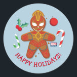 Avengers Seasonal | Captain Marvel Cookie ラウンドシール<br><div class="desc">Check out this adorable Captain Marvel themed holiday gingerbread cookie! | For non-commercial personal use only.</div>