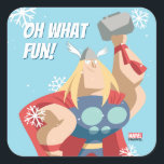 Avengers Seasonal | Thor スクエアシール<br><div class="desc">Check out this fun Thor holiday card! Customize with your own message in the template fields provided. | For non-commercial personal use only.</div>