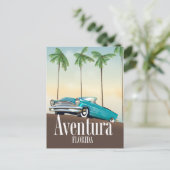 Aventura,フロリダのレトロな車の旅行ポスター ポストカード (スタンド正面)