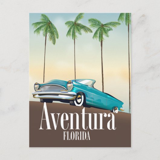 Aventura,フロリダのレトロな車の旅行ポスター ポストカード (正面)