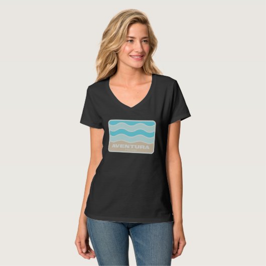 Aventura Florida Retro FL Waves Beach Souvenir Tシャツ (正面フル)
