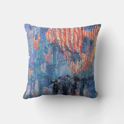 Avenue in the Rain by Frederick Childe Hasssam クッション (裏面)