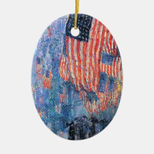 Avenue in the Rain by Frederick Childe Hasssam セラミックオーナメント (正面)