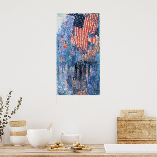 Avenue in the Rain by Frederick Childe Hasssam ポスター (キッチン)