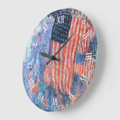 Avenue in the Rain by Frederick Childe Hasssam ラージ壁時計 (傾斜)