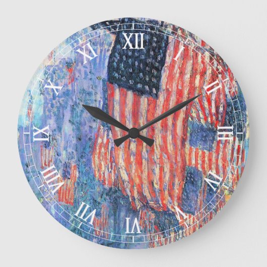 Avenue in the Rain by Frederick Childe Hasssam ラージ壁時計 (正面)