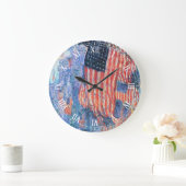 Avenue in the Rain by Frederick Childe Hasssam ラージ壁時計 (ホーム)