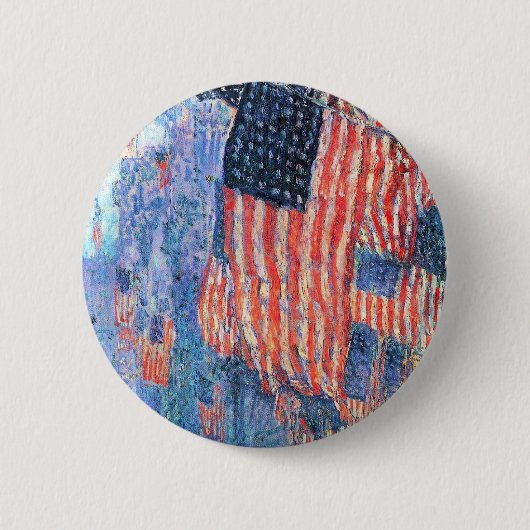 Avenue in the Rain by Frederick Childe Hasssam 缶バッジ (正面)