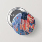 Avenue in the Rain by Frederick Childe Hasssam 缶バッジ (正面&裏面)