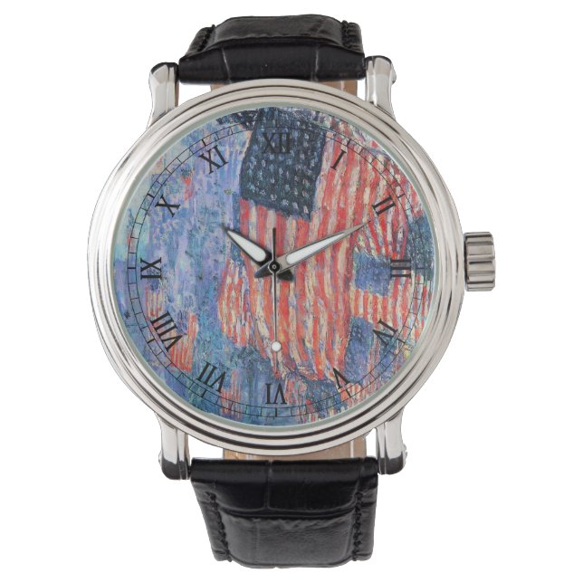 Avenue in the Rain by Frederick Childe Hasssam 腕時計 (正面)