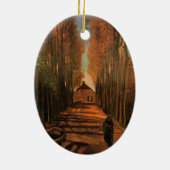 Avenue of Poplars in Autumn by Vincent van ゴッホ セラミックオーナメント (裏面)