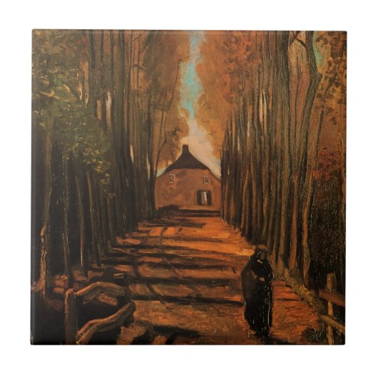 Avenue of Poplars in Autumn by Vincent van ゴッホ タイル (正面)