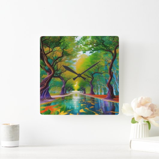 Avenue of Trees紅葉 スクエア壁時計 (ホーム)