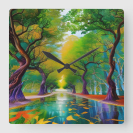Avenue of Trees紅葉 スクエア壁時計
