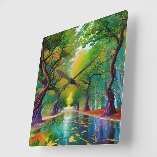 Avenue of Trees紅葉 スクエア壁時計 (傾斜)