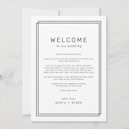 AVERYのモダン結婚週末の旅程テンプレート 招待状 (正面)
