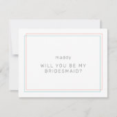 AVERYコーラルとティール(緑がかった色)ブリデスメイド提案カード 招待状 (正面)