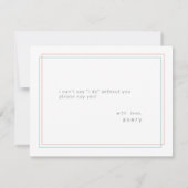 AVERYコーラルとティール(緑がかった色)ブリデスメイド提案カード 招待状 (裏面)