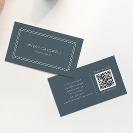 AVERYダークネイビーブルーのクラシックダブルフレームQRコード 名刺