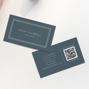AVERYダークネイビーブルーのクラシックダブルフレームQRコード 名刺